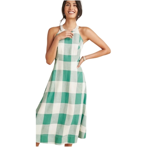 Modcloth Dresses & Skirts - Modcloth Gingham Midi Dress Green 2